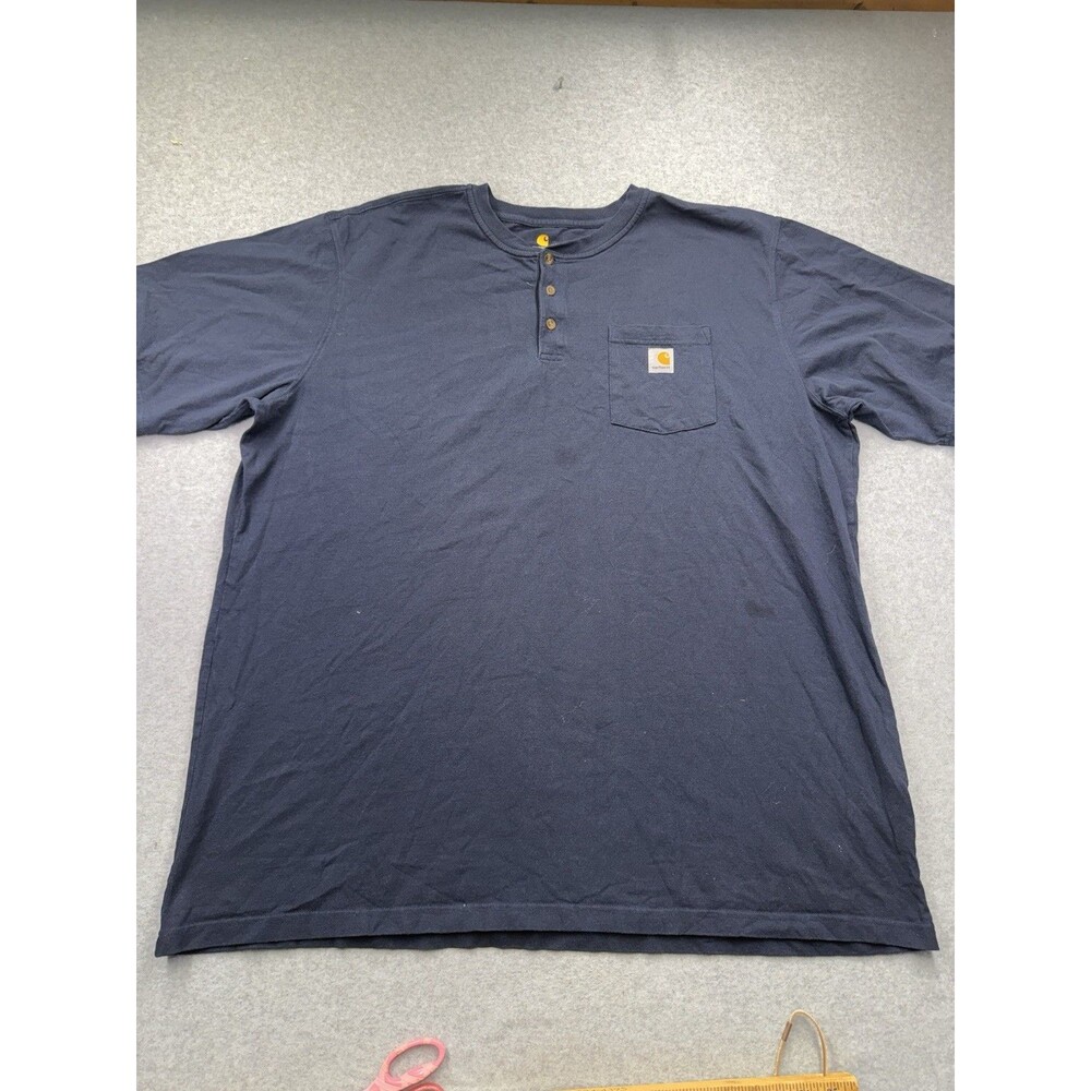 Carhartt Men's Blue Solid Henley Pocket Short Sleeve T-Shirt Original Fit 3XLT